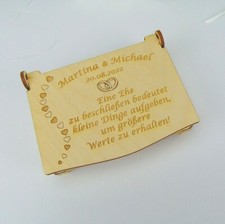 Schatulle Geschenk zur Hochzeit Glückwünsche Personalisiert Holz Schatztruhe