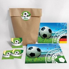 Einladungskarten Kindergeburtstag Fussball incl. Umschläge und Geschenktüten  