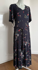 ♥♥  Vive Maria  36 / 38  M ♥ Midi-Kleid  long ♥ Büro ♥ nachtblau Blumen