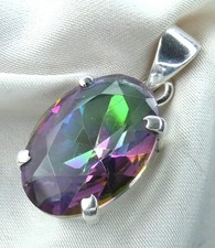 Anhänger 925 Silber großer, fac. Mystic Topas im edlen, modischem Design UNIKAT