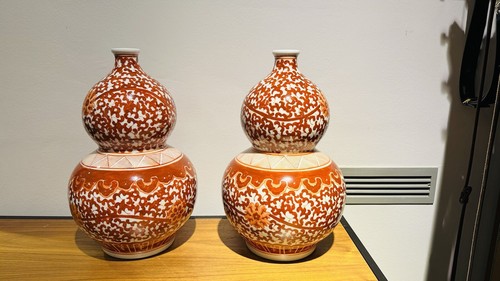 Vase porzellan weiß rot - vase, weiß/rot