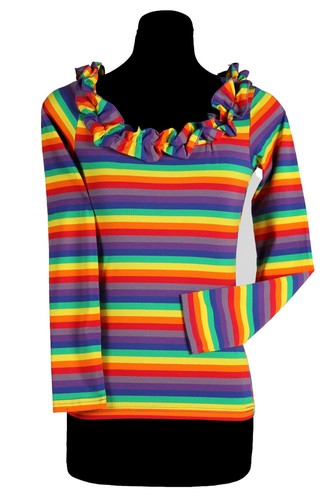 Streifenshirt bunt rüschen - streifenshirt,