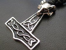 Thor s Hammer Anhänger Massiv Nickelfrei + Stoffband beidseitig / SM 011
