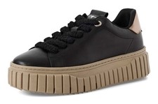 Tamaris Halbschuh Schwarz Glatt Leder Schnürschuh Sneaker Plateau Wechselfußbett