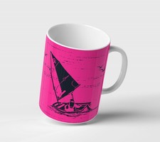 Keramikbecher 330 ml mit Optimist-Segelboot-Aufdruck | 5made