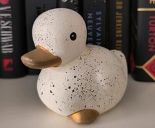 Kleine Ente aus Keramik creme-weiß/gold