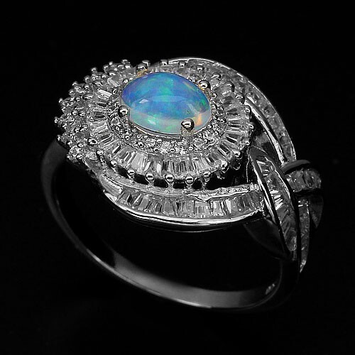 Opal cabochon ring - opal, 925