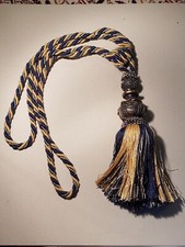 Raffhalter Quaste Kordel  Barock Stil Gardinenhalter Gardinendeko Gold/blau groß