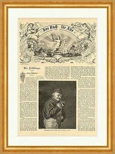 Ah wie gut Grützner alter Mann Bierkrug Glas Opa Hut Holzstich E 15410 Gerahmt