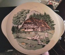 ☀️Tortenplatte 50er Jahre EDELKERAMIK GRÜNSTADT Schwarzwaldszene