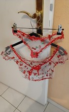 Damen Negligee Set Oberteil +Slip.Gr.M Farbe Rot, Grün,.Neu