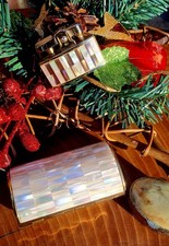 Seltenes Abalone & Perlmutt Ronson Milady Feuerzeug neuwertig funktionierend WEIHNACHTSGESCHENKSET