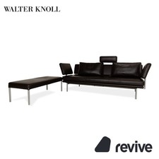 Walter Knoll Living Plattform Leder Dreisitzer Sofa Couch + Hocker Braun