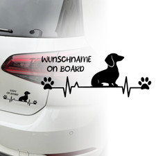 Auto Aufkleber | Dackel | Hund | Wunschname on Board | Farben | Sticker 375