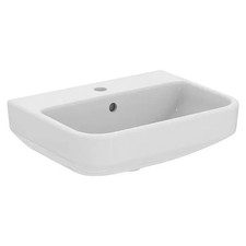 Waschtisch i.life S, 50 x 38 cm, ohne Spezialglasur, Hahnloch: mittig, weiß - B