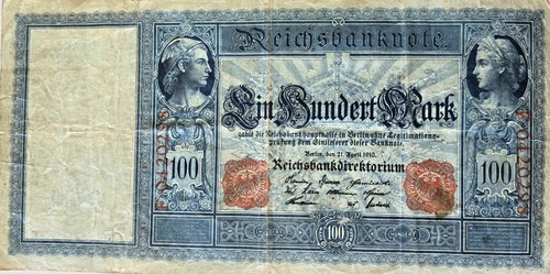 100 reichsmark schein 1910 - schein,
