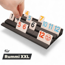 Rummikub XXL Ablagebrett mit 4 Reihen - Stabiler Aufsteller 36 Steine Schwarz