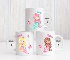 Tasse Kinder Meerjungfrau Mermaid Seestern Blume PERSONALISIERT