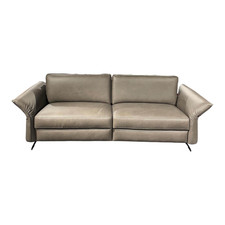 Rom Sofa Adora Bezug Leder Kenia LG1 Grey Grau Füße Schwarz 01BL