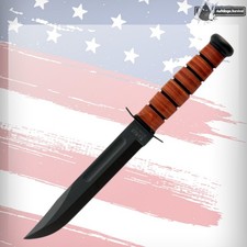 KA-BAR 1217 USMC The Legend 1095 Cro-Van Clip Point Ledergriff + Lederscheide