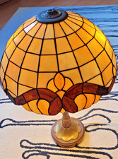 Große alte Tischleuchte Tiffany Stil Messing / Bronzefuß