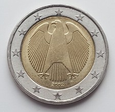 2 Euro Münze Fehlprägung Deutschland 2002 D Dezentriert Abgeschnittene Sterne