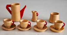 DDR-Spielzeug-Holz-Kaffeeservice 11-teil. für Puppenstube-ca. 1970er-sehr schön