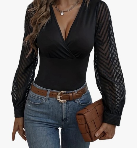 Sexy langarmshirt wickel bluse - wickel,