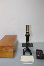 ED. Messter Berlin antikes Mikroskop Messing mit Holzkasten(H448-6226-A48)