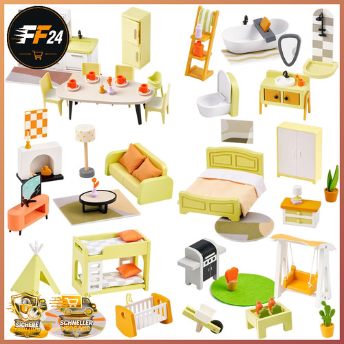 Puppenhaus holz set 85pcs - puppenhaus,