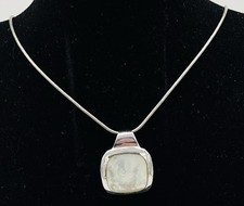 925/-Sterlingsilber Kette mit Anhänger, Perlmutt, 42 cm, 1 mm breit. Neues Bild⚠