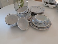 Bavaria Schirnding Amorette Blaublüte Goldrand (6/12)+