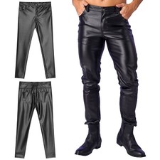 DE ranrann Herren PU Leder Hosen Schwarz Motorrad Hose Bikerhose Gothic Clubwear