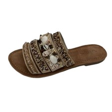 Damen Sandalen Perlen Strass