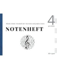 Notenheft A5+ quer , Blanko Schule Notenheft mit 110 Seiten und großen Linien, 