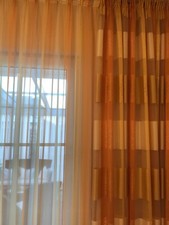 Fertigvorhang, Webgardine und Stores, goldfarben, für Fenster ca. 2,25 m x 2,45