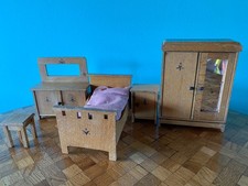 Altes Schlafzimmer Bett Schrank Puppenstube Puppenhaus dollhouse bedroom