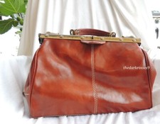 Arzttasche Echtleder Bügeltasche Weekender Arztkoffer Reisetasche vintage  top