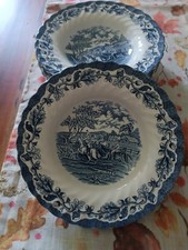 6  Myott s Country Life  Hand Engraved Suppenteller blau