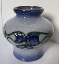 Keramik Vase Steingut Vase ca. 14 cm hoch Blau/Grau