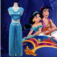 Aladdin Prinzessin Jasmin Cosplay Kostüm Set Damen Kinder Karneval Kostüm Outfit