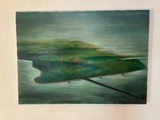 Ölgemälde Halig Oland von oben