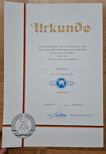 DDR Feuerwehr - Urkunde