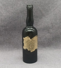 Antike Likörflasche um 1850 mit fragmentarischem Papieretikett Glasflasche braun