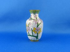 Kleine Vintage Cloisonne Vase, China Emaille Blumen, Höhe 7,7 cm