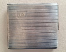 Zigarettenetui Silber Alpacca Hoka  mit Monogramm, 9 x 8 cm