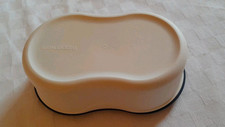 Tupperware Butterdose Blau Weiß geschwungene Form Butterperle Butterschatz