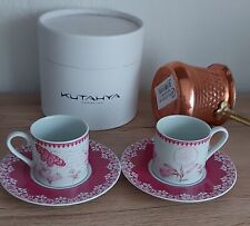 Türkischer Kaffee Set 2 Tassen mit Untertassen KUTAHYA und Milchtopf