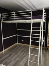 Hochbett Metall, IKEA Svärta 140x200cm, Doppelhochbett mit Lattenrost und Leiter