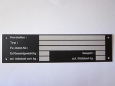 TYPENSCHILD ANHÄNGER MASCHINE